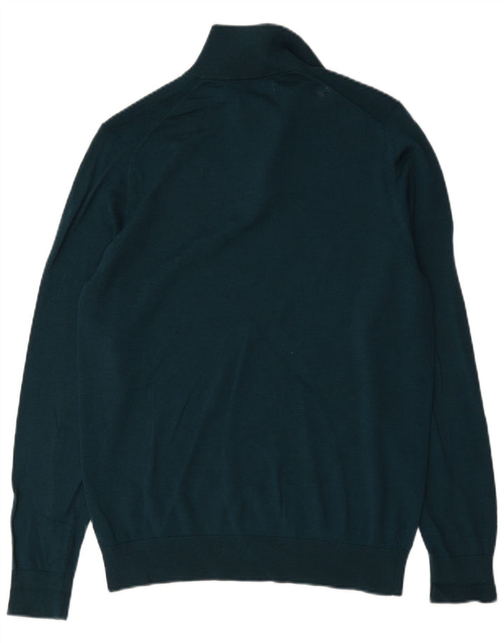 Marks & Spencer Mens Autograph Zip Neck Jumper Sweater Medium Green Wool