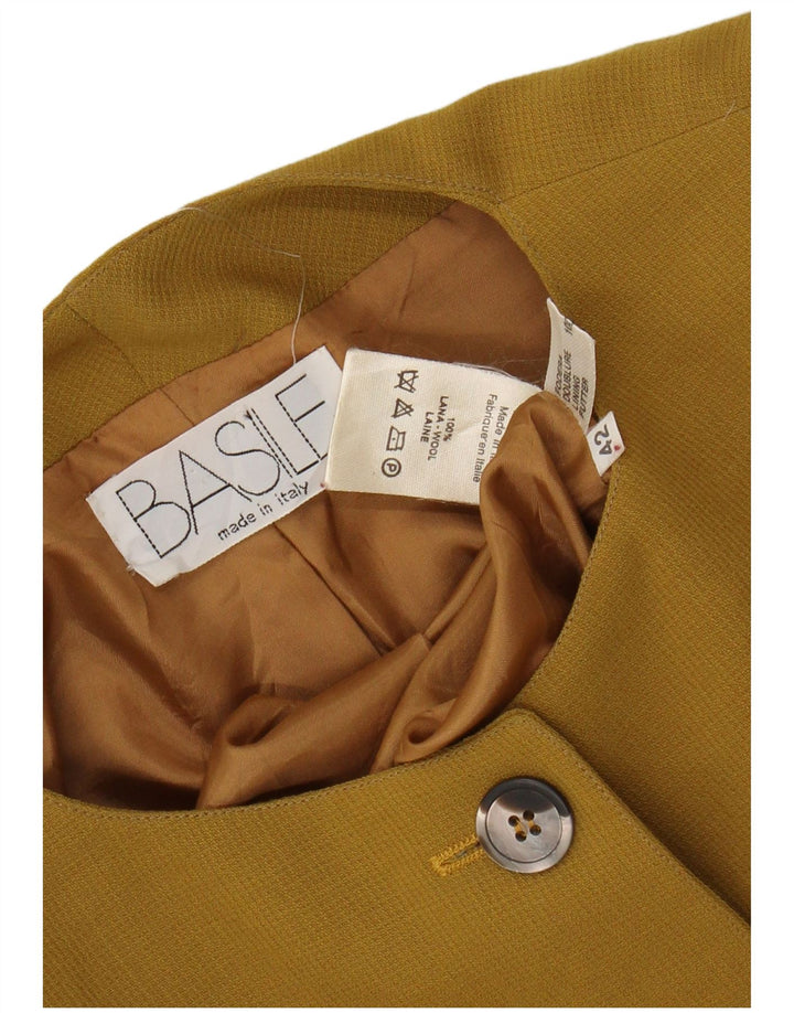 BASILE Womens Longline 7 button Blazer Jacket IT 42 Medium Yellow Wool