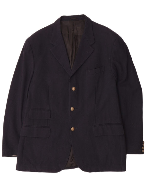 Brooksfield Mens 3 Button Blazer Jacket UK 40 Large Navy Blue Wool