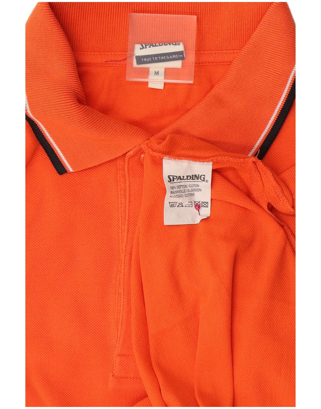 Spalding Mens Polo Shirt Medium Orange Cotton