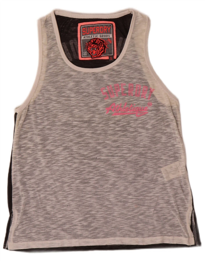 Superdry Womens Graphic Vest Top UK 10 Small Grey Colourblock Polyester