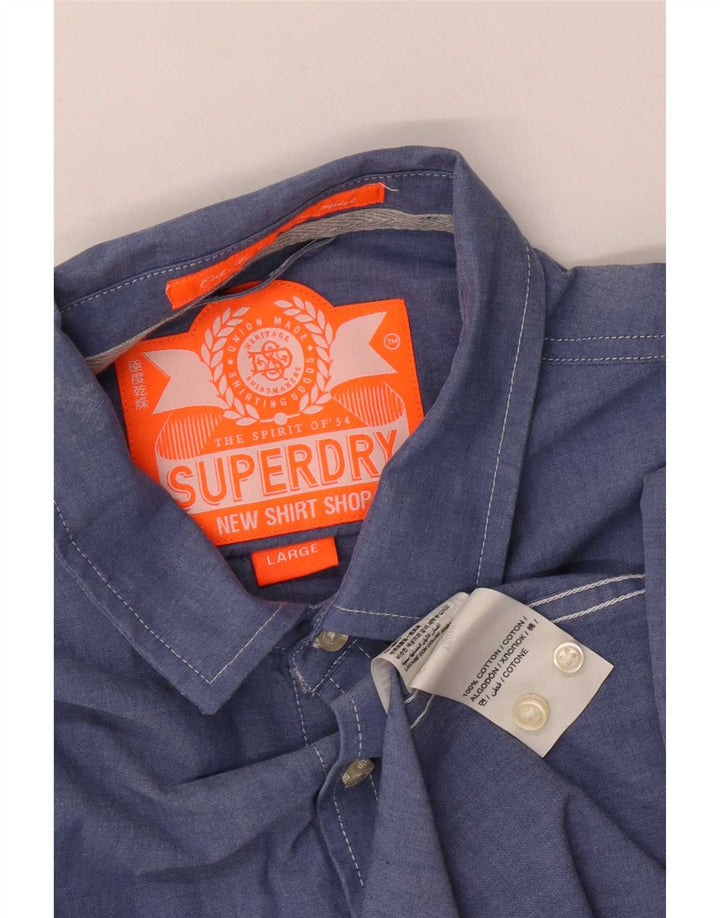 Superdry Mens Shirt Large Blue Cotton