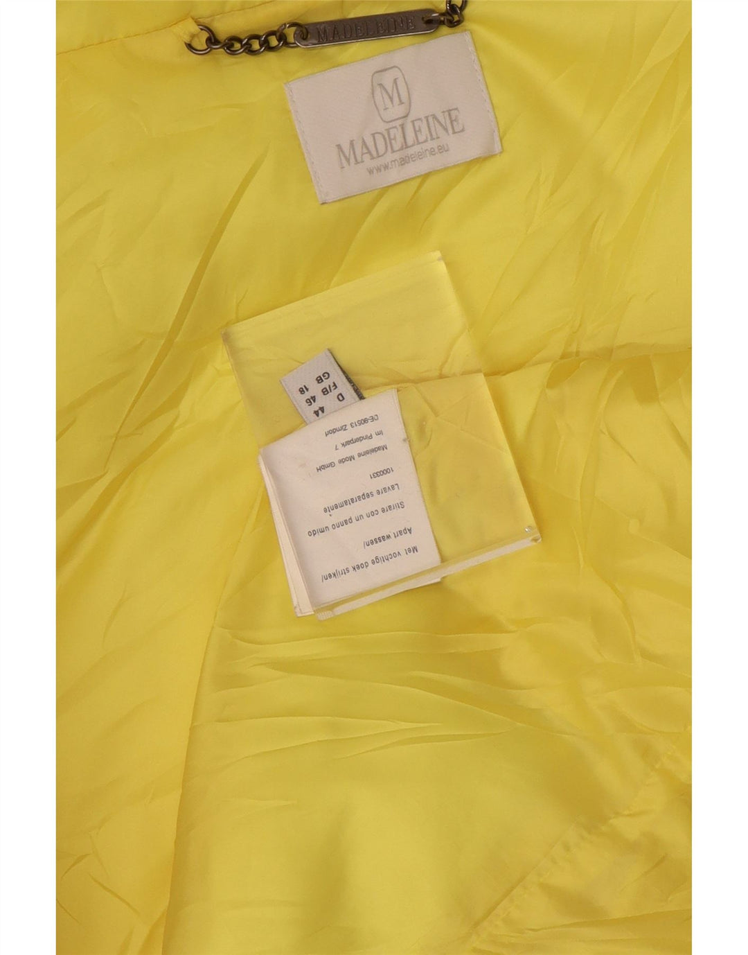 MADELEINE Womens Padded Jacket UK 18 XL Yellow Polyester