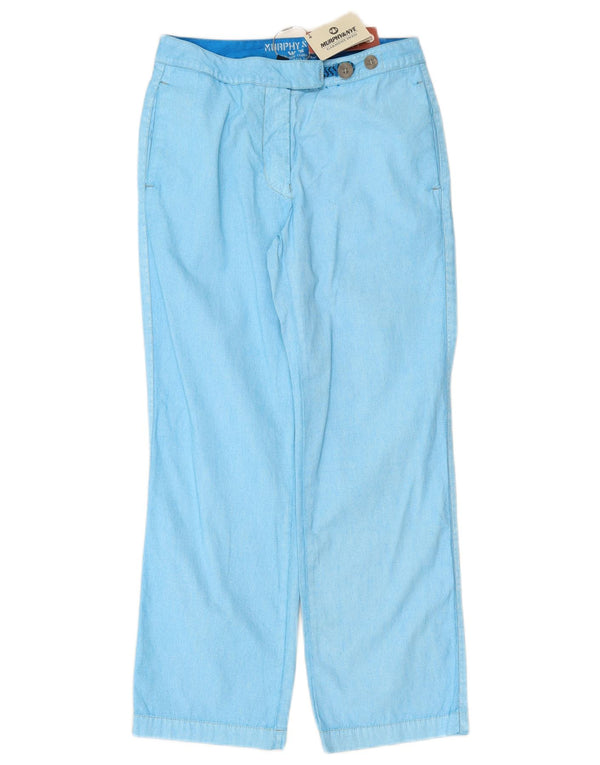 MURPHY & NYE Womens Straight Chino Trousers W27 L27 Blue Cotton