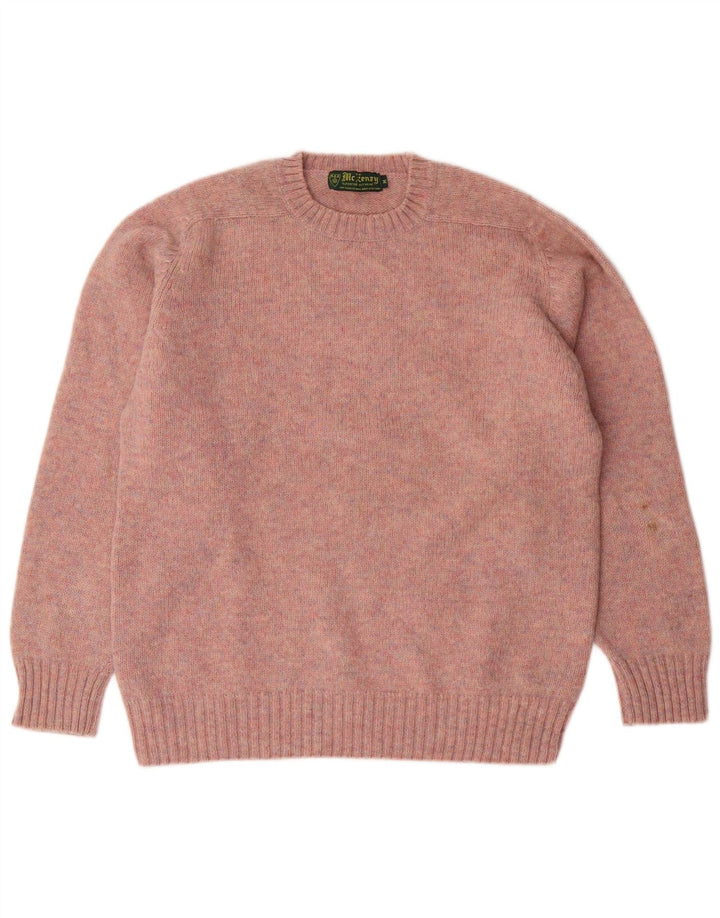MC Kenzy Mens Crew Neck Jumper Sweater Medium Pink Wool