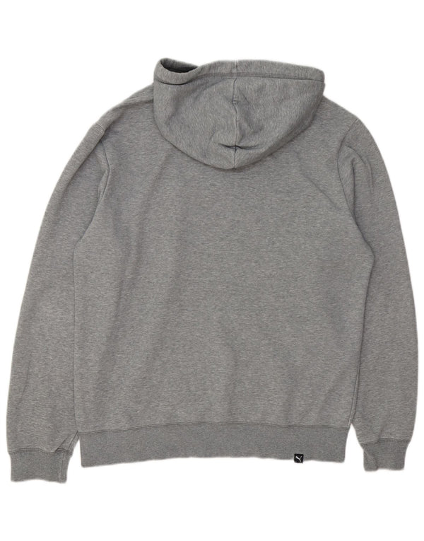 PUMA Mens Graphic Hoodie Jumper Medium Grey Cotton