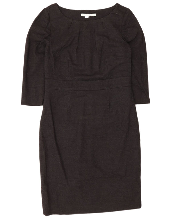 Boden Womens 3/4 Sleeve Regular Sheath Dress UK 12 Medium Grey Wool