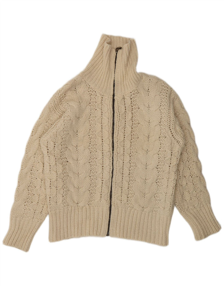 Post Card Mens Full Zip Cardigan Sweater Small Off White Wool