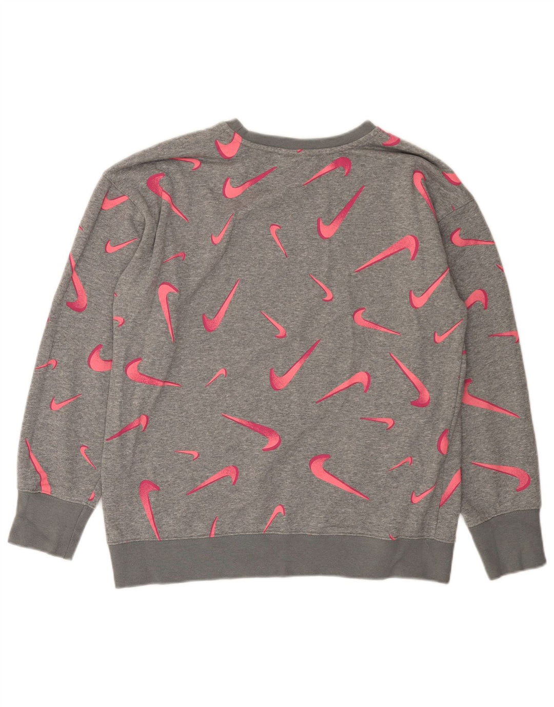 NIKE Girls Graphic Sweatshirt Jumper 13-14 Years XL Grey Geometric