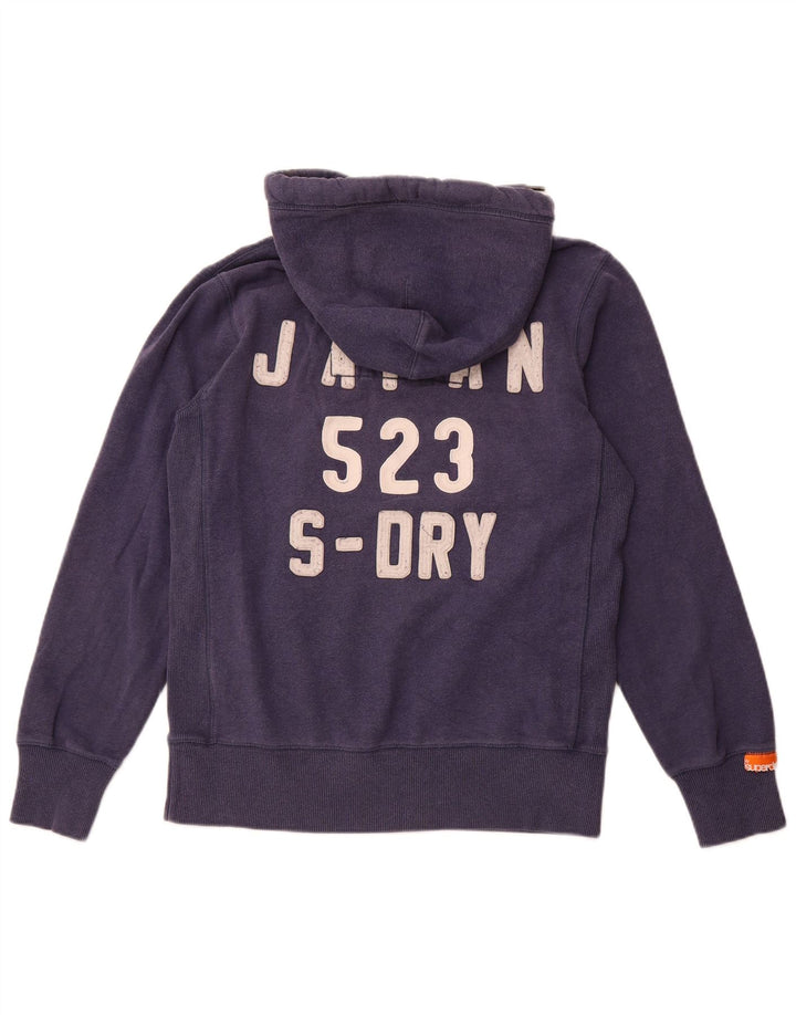 SUPERDRY Mens Graphic Hoodie Jumper Medium Navy Blue Cotton