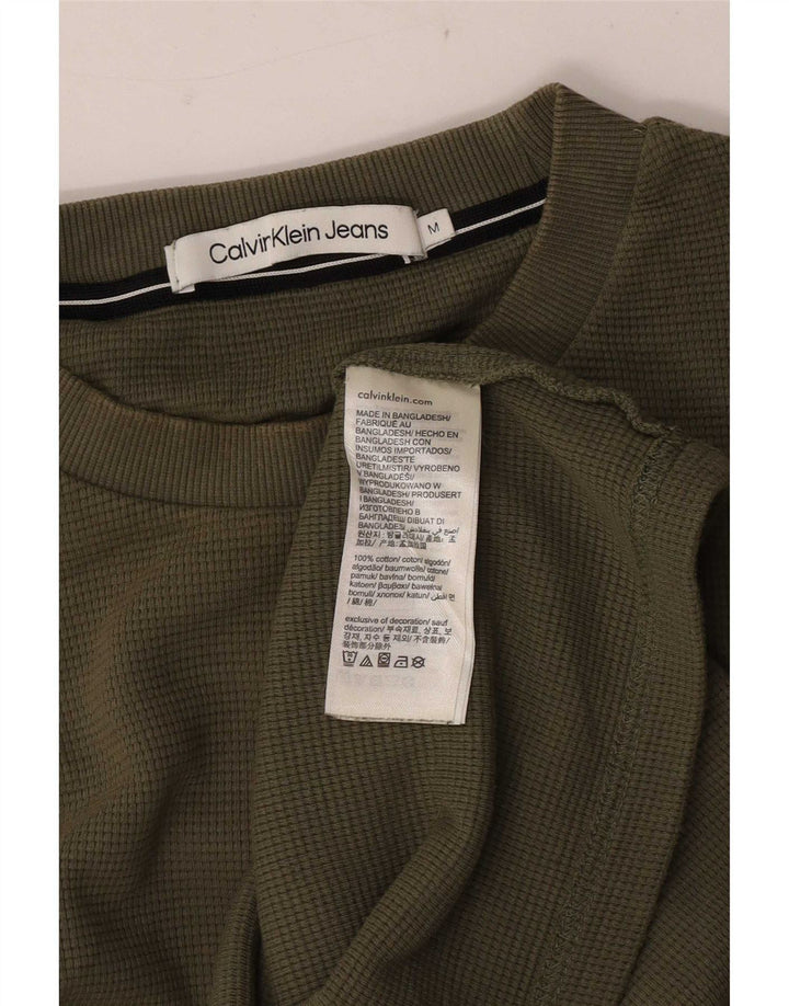 Calvin Klein Jeans Mens Graphic Top Long Sleeve Medium Khaki Cotton