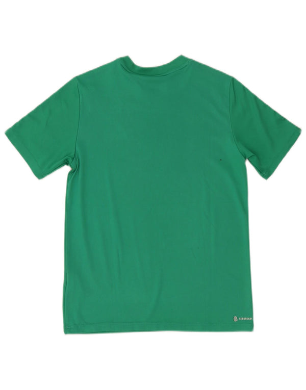 Adidas Boys Aeroready T-Shirt Top 13-14 Years Green Polyester