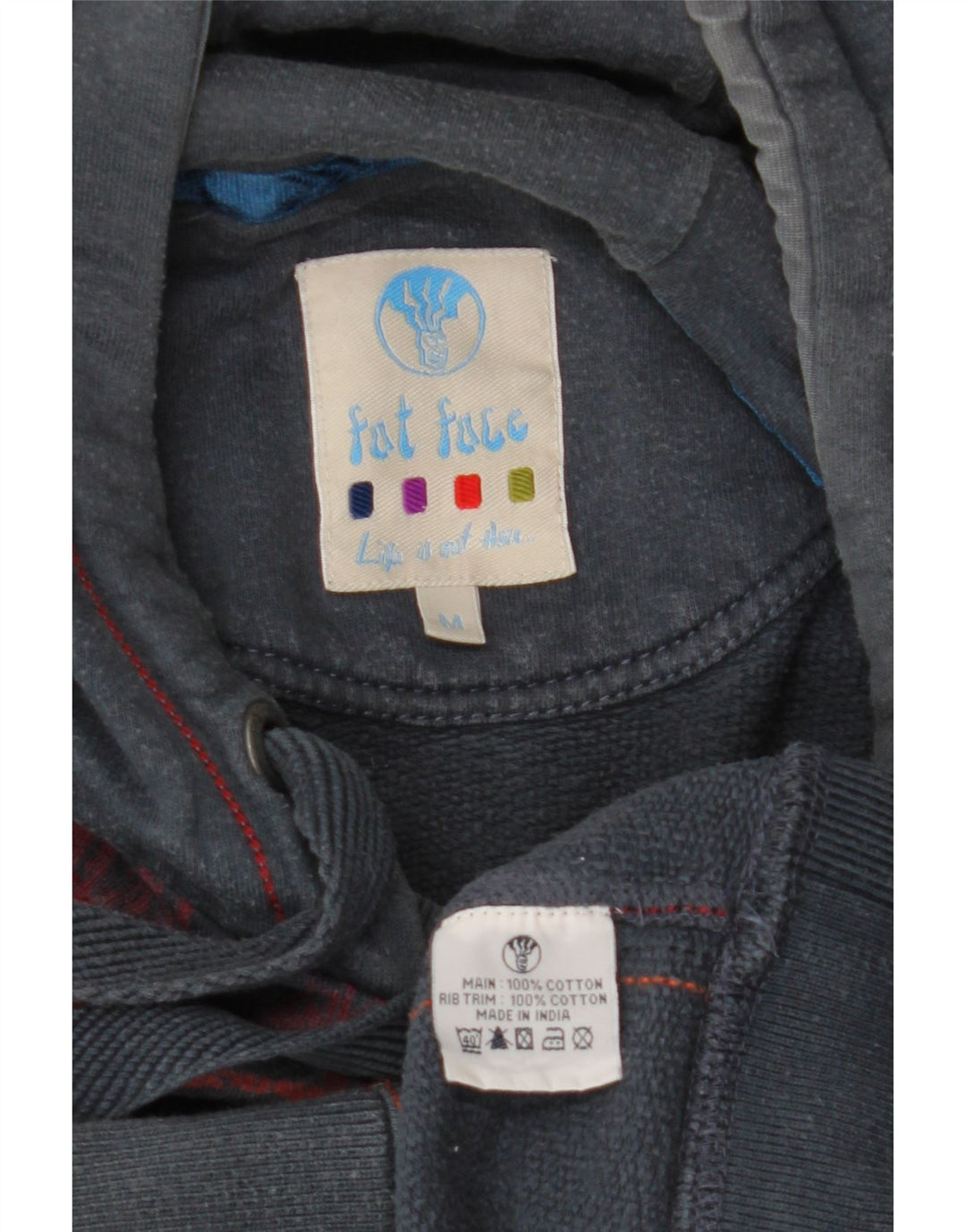 FAT FACE Mens Graphic Hoodie Jumper Medium Grey Cotton