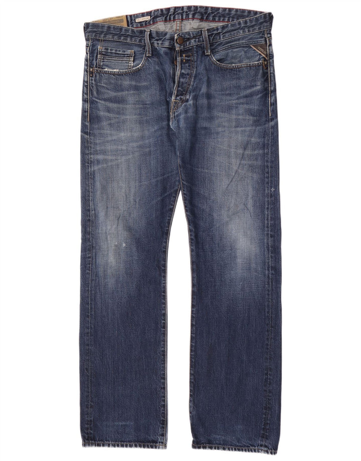 Replay Mens Billstrong Straight Jeans W38 L35 Blue