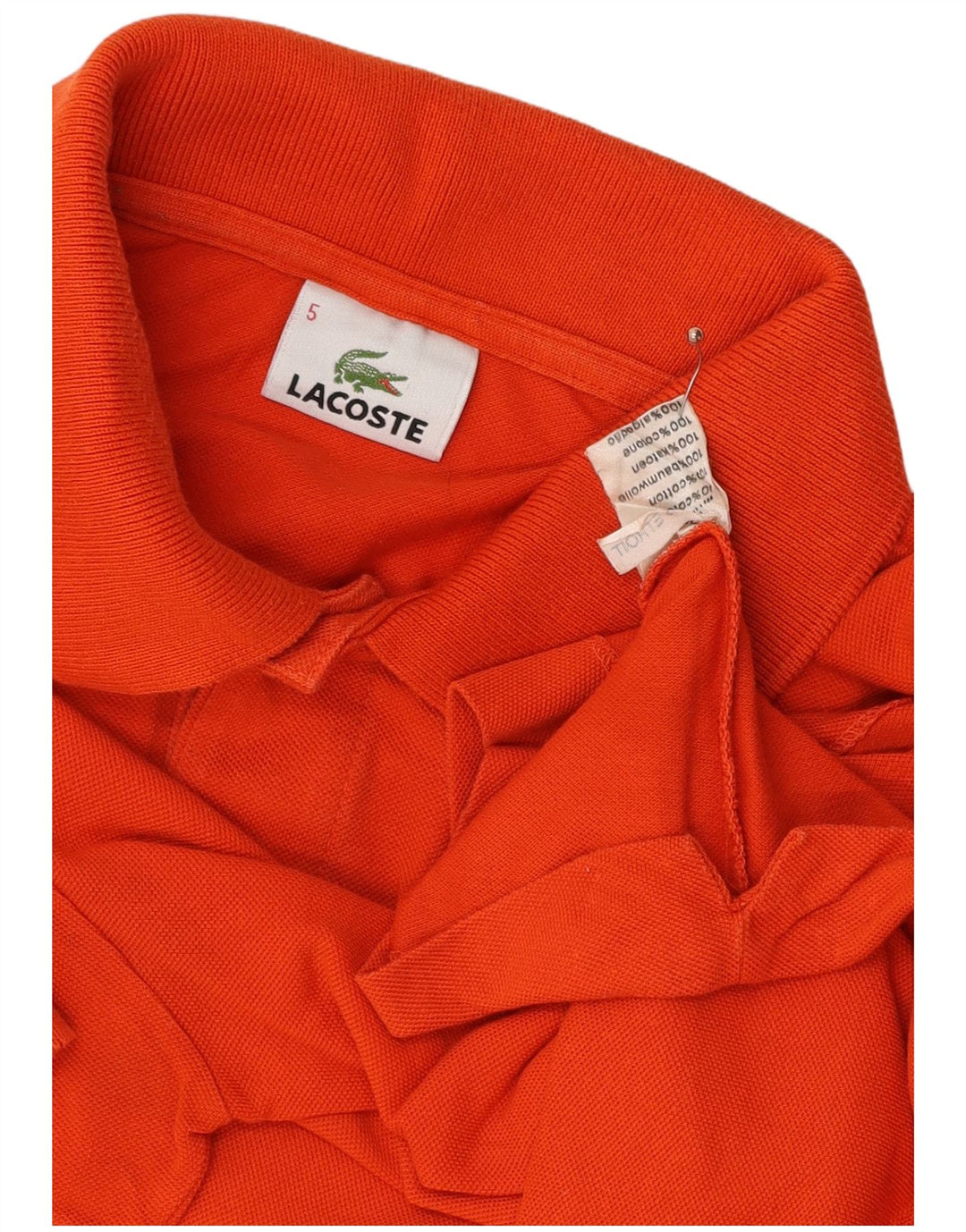 LACOSTE Mens Polo Shirt Size 5 Large Orange Cotton