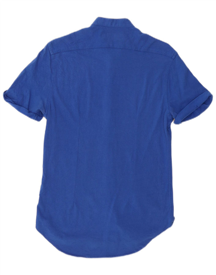 ZARA Mens Slim Fit Short Sleeve Shirt Medium Blue Cotton