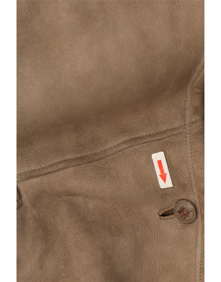 Genny Womens Shearling Jacket US 6 Medium Grey Leather
