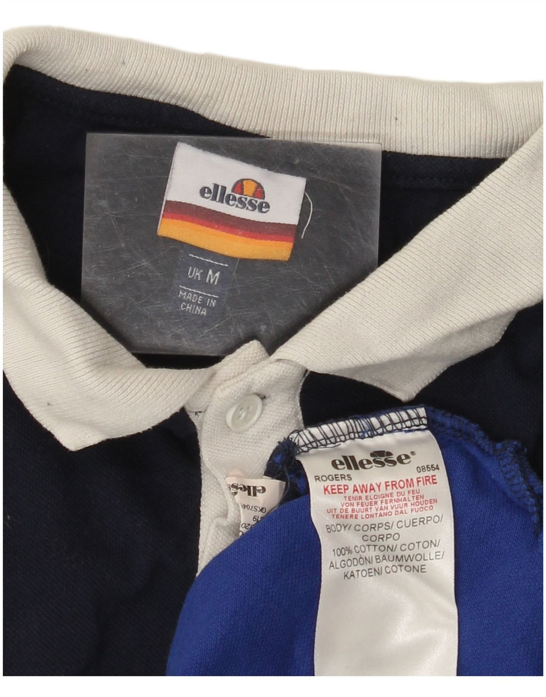 ELLESSE Mens Graphic Polo Shirt Medium Multicoloured Colourblock Cotton