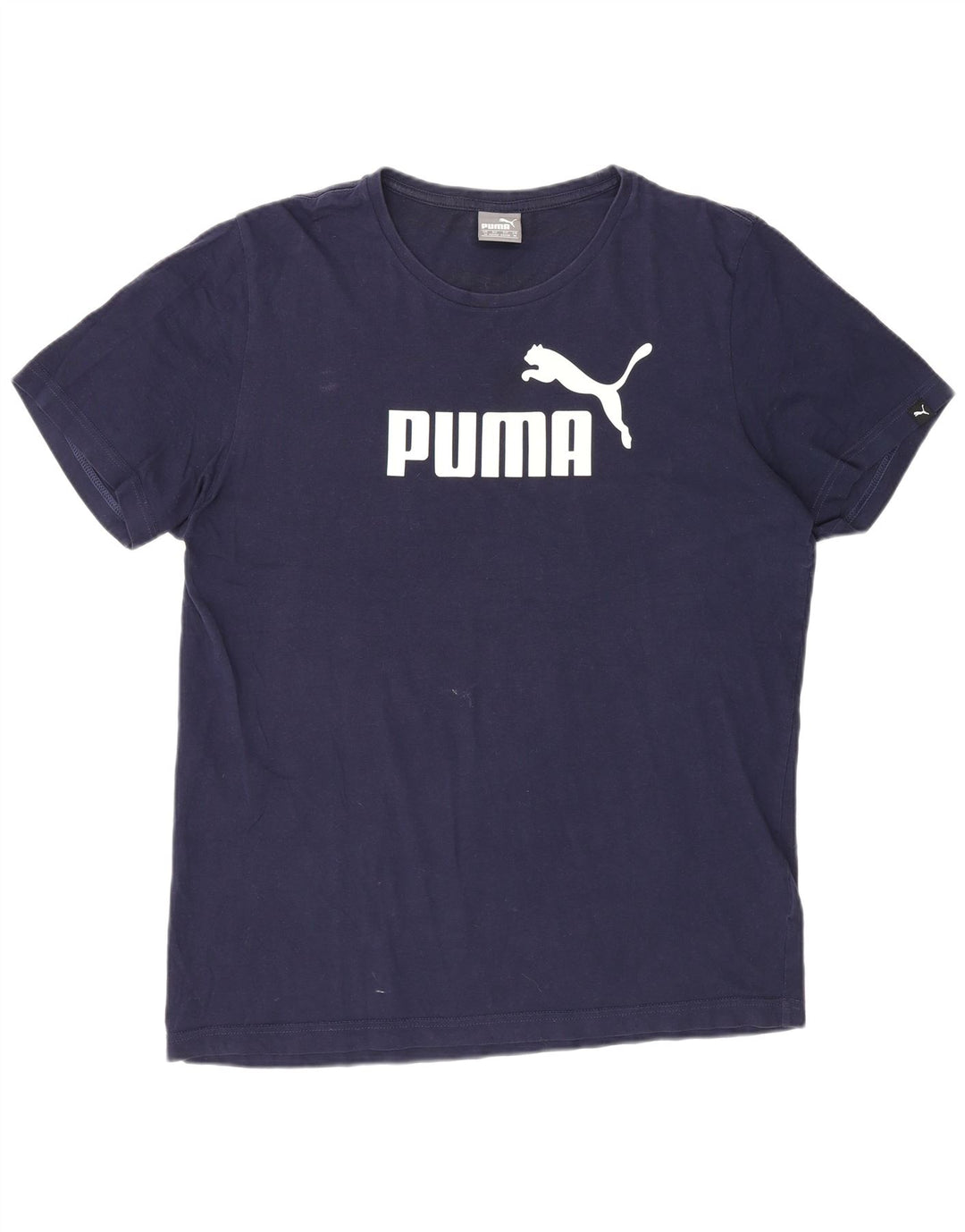Puma Mens Graphic T-Shirt Top Medium Navy Blue Cotton