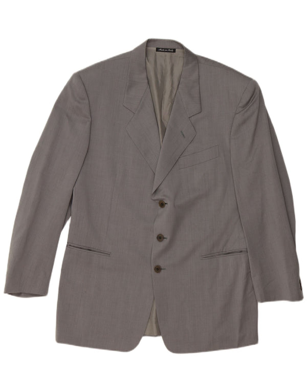 PAL ZILERI Mens 3 Button Blazer Jacket IT 50 Large Grey Virgin Wool