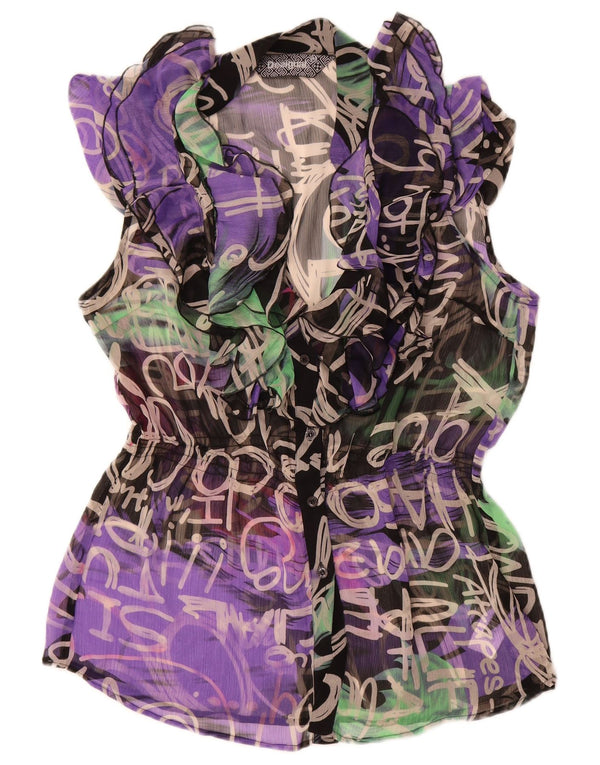 Desigual Womens Graphic Shirt Blouse EU 44 XL Multicoloured Polyester