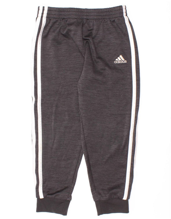 Adidas Boys Tracksuit Trousers Joggers 5-6 Years Grey Flecked Polyester