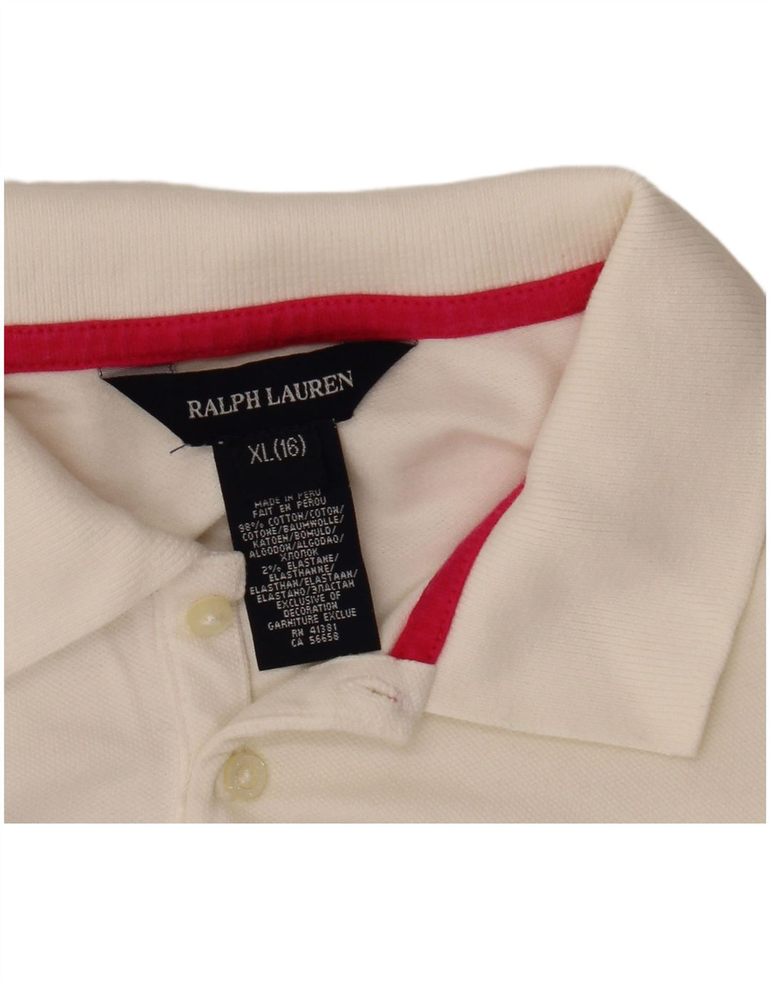 Ralph Lauren Girls Long Sleeve Polo Shirt 13-14 Years XL White Cotton