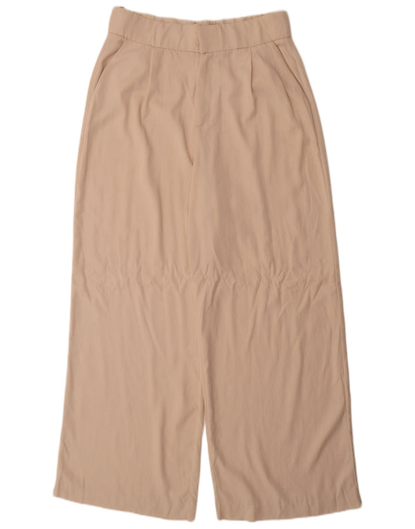 Zara Womens High Waist Wide Leg Chino Trousers XL W32 L32 Beige Lyocell