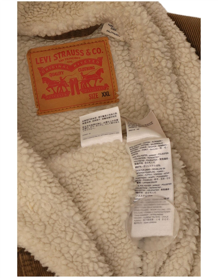 LEVI'S Mens Sherpa Corduroy Jacket UK 44 2XL Beige Cotton