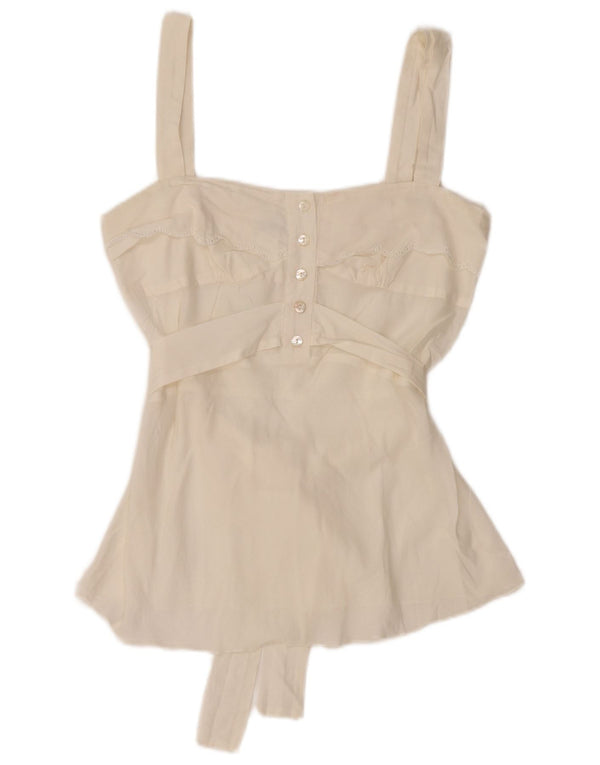 GUESS BY MARCIANO Womens Crop Sleeveless Blouse Top UK 8 Small White