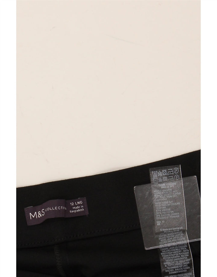 MARKS &amp; SPENCER Womens Straight Casual Trousers UK 12 Medium W30 L30 Black