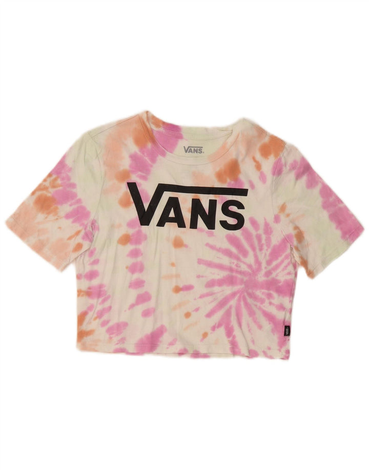 VANS Womens Crop Graphic T-Shirt Top UK 8 Small Multicoloured Tie Dye