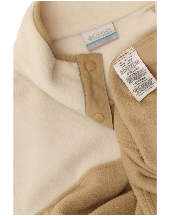 COLUMBIA Womens Crop Fleece Jumper UK 14 Medium White Colourblock
