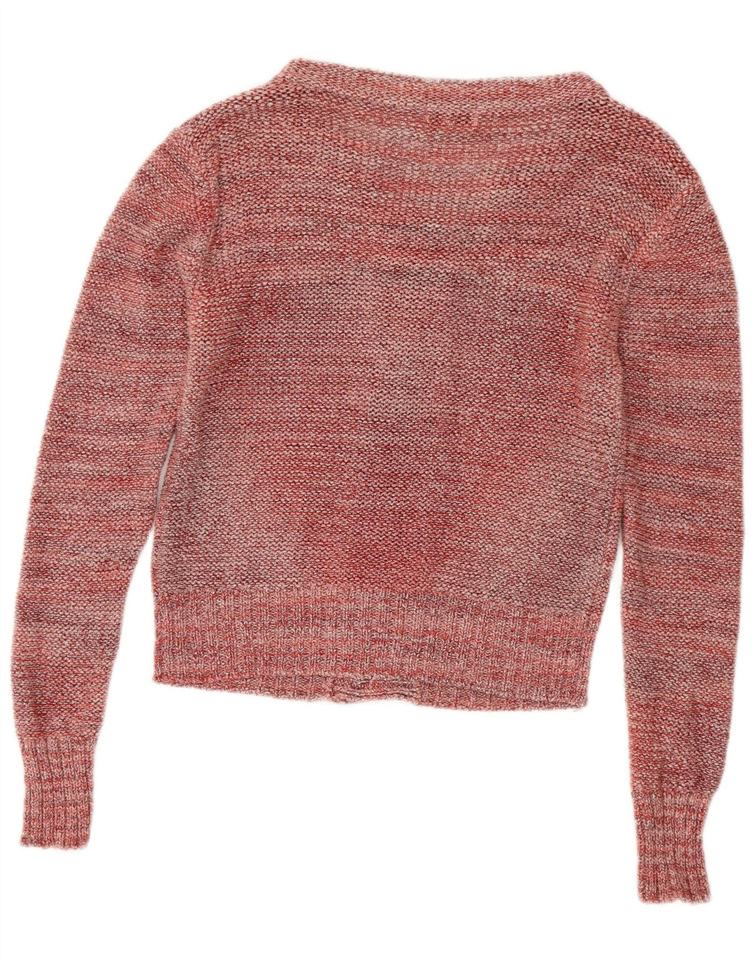 REISS Womens Crop Cardigan Sweater UK 10 Small Burgundy Flecked Cotton