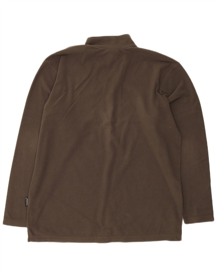 JACK WOLFSKIN Mens Zip Neck Fleece Jumper UK 44 XL Khaki Polyester