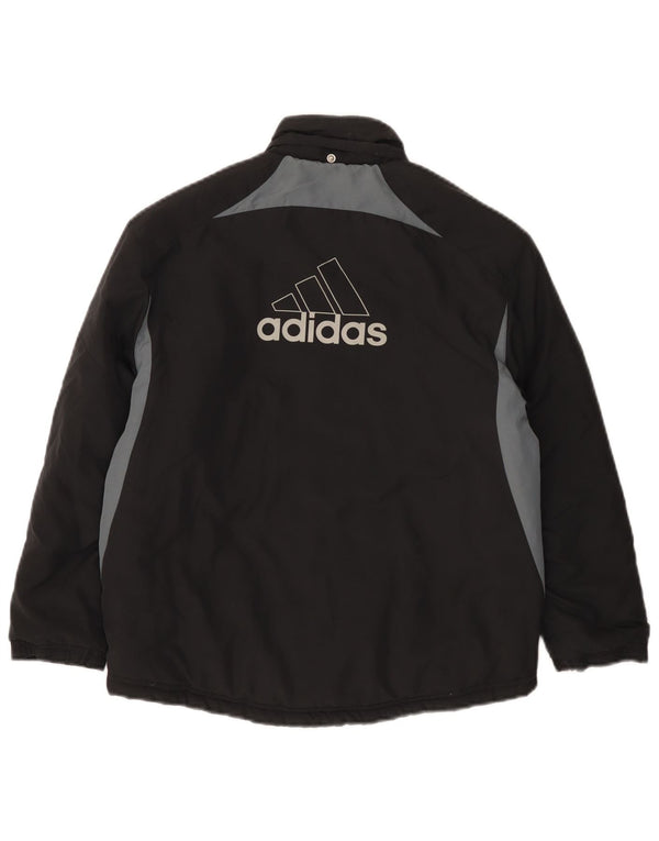 ADIDAS Boys Graphic Windbreaker Jacket 9-10 Years Black Colourblock