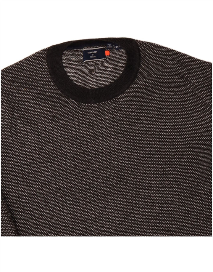 SUPERDRY Mens Crew Neck Jumper Sweater 2XL Grey Cotton