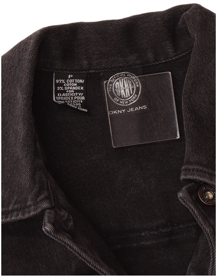 Dkny Womens Petite Denim Denim Jacket UK 6 XS Black Cotton Classic