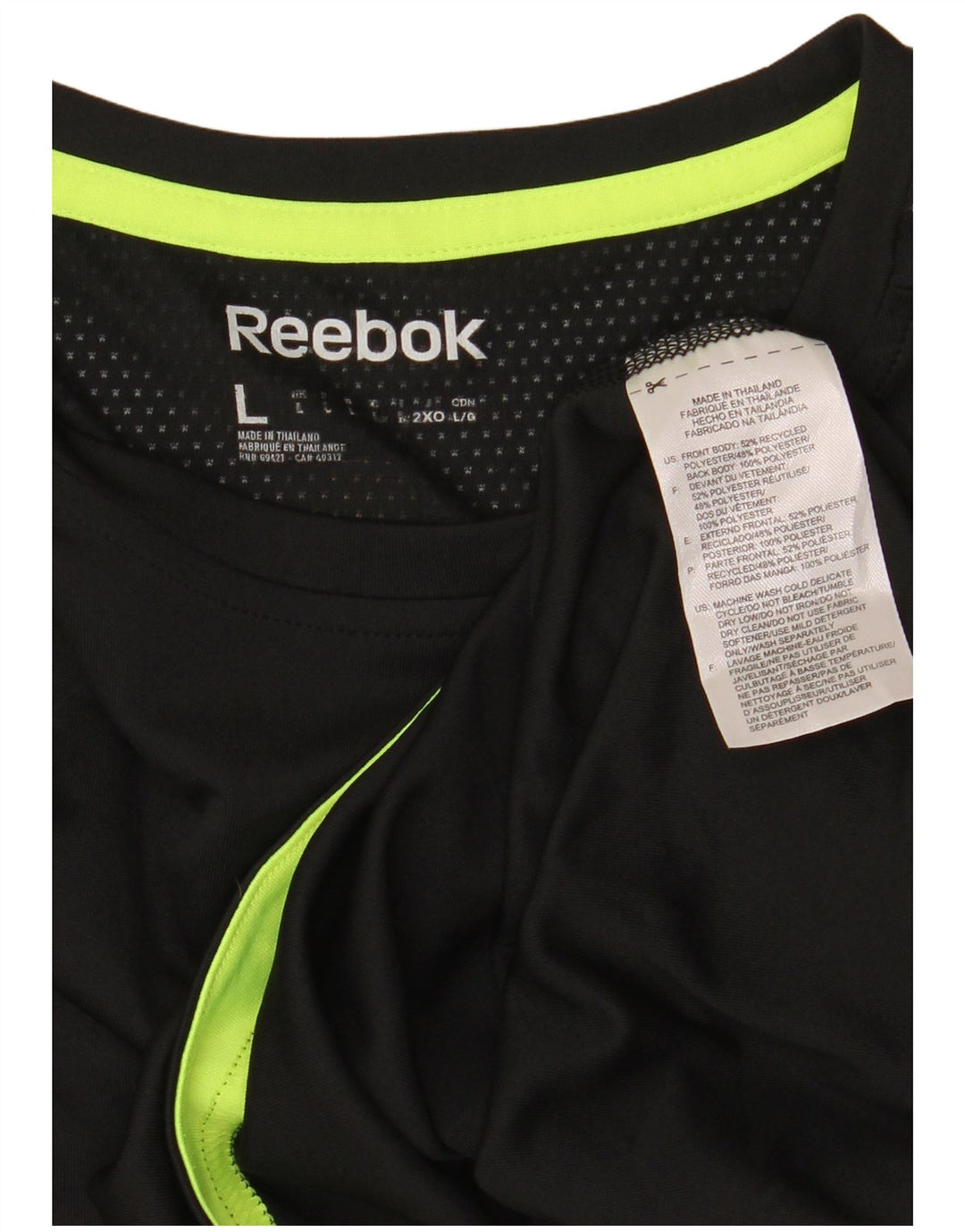 Reebok Mens Top Long Sleeve Large Black Polyester