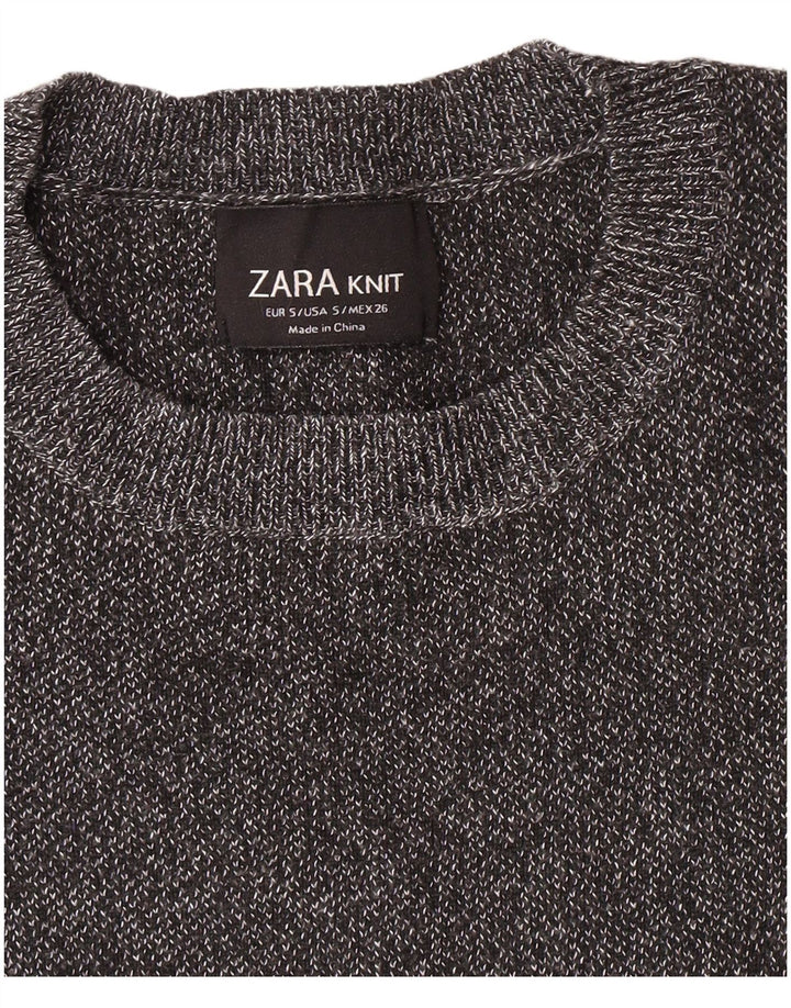 ZARA Womens Crop T-Shirt Top UK 8 Small Grey