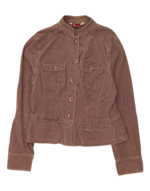 Monsoon Womens Crop Corduroy Jacket UK 12 Medium  Brown Cotton