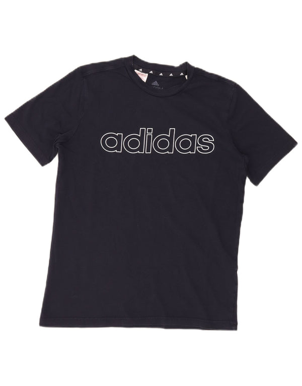 ADIDAS Boys Graphic T-Shirt Top 13-14 Years Navy Blue Cotton