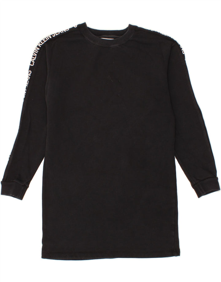CALVIN KLEIN Womens Oversized Longline Sweatshirt Jumper UK 10 Small Black Vintage Calvin Klein and Second-Hand Calvin Klein from Messina Hembry 