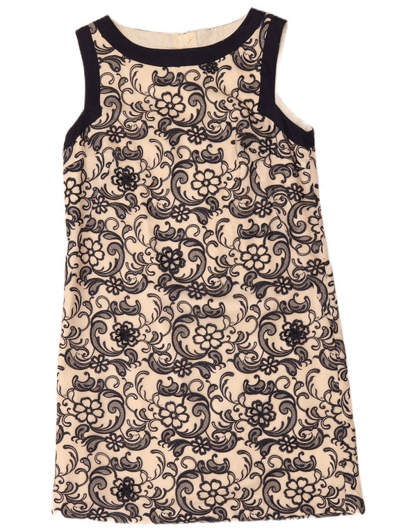 MONSOON Womens Sleeveless Shift Dress UK 14 Large Beige Floral Nylon