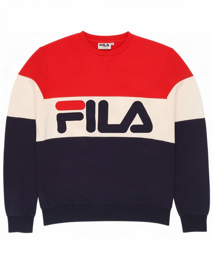 Fila Womens Sweatshirt Jumper UK 12 Medium Multicoloured Colourblock