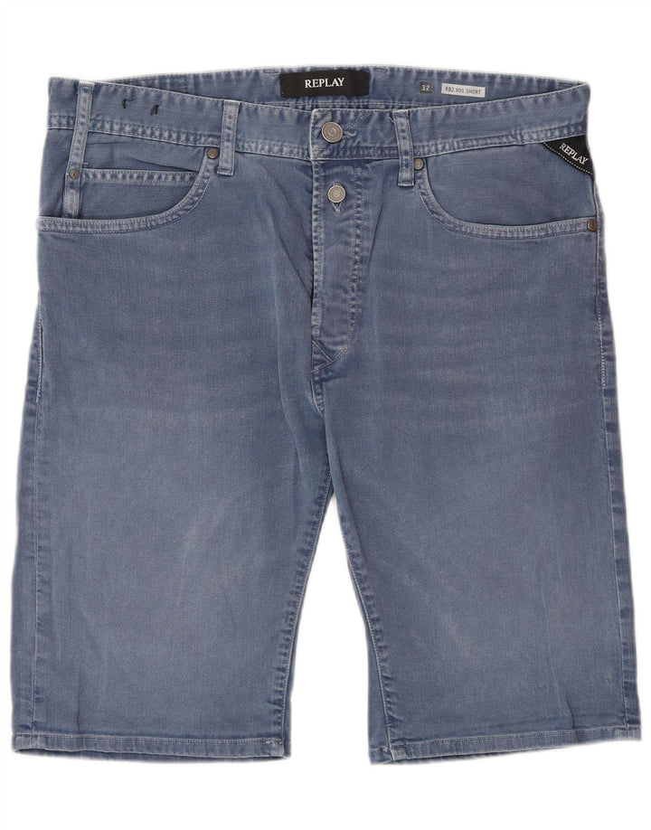 REPLAY Mens Denim Shorts W32 Medium  Blue Cotton