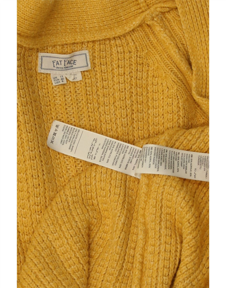 Fat Face Womens Open Cardigan Sweater UK 12 Medium  Yellow Acrylic