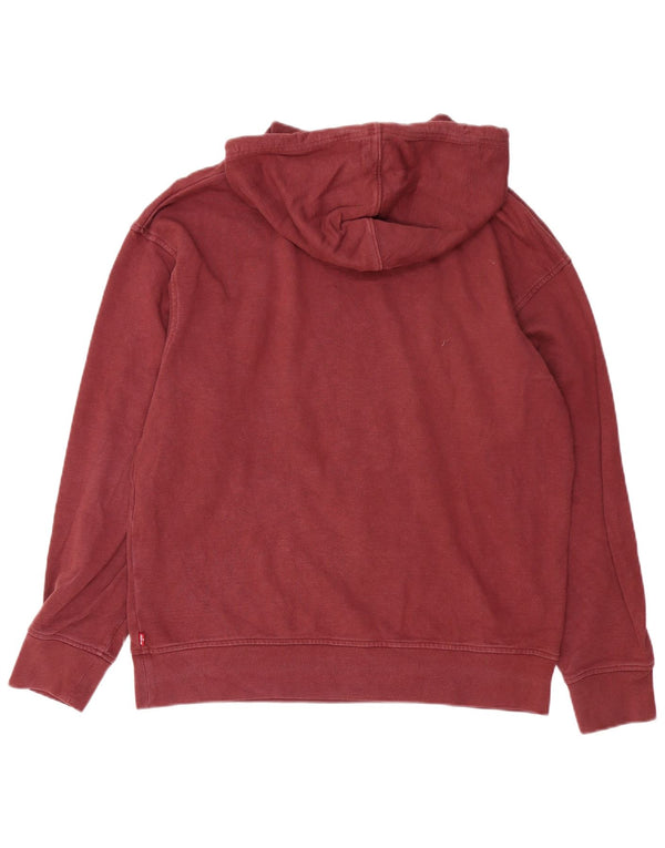 LEVI'S Mens Relaxed Fit Hoodie Jumper Medium Burgundy Cotton