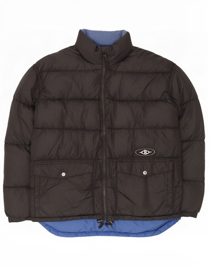 Killer Loop Mens Graphic Reversible Padded Jacket UK 38 Medium Black