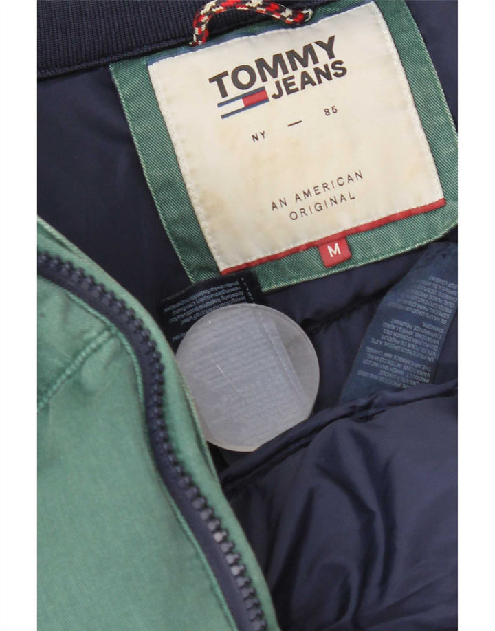 Tommy Hilfiger Mens Padded Jacket UK 38 Medium Green Cotton